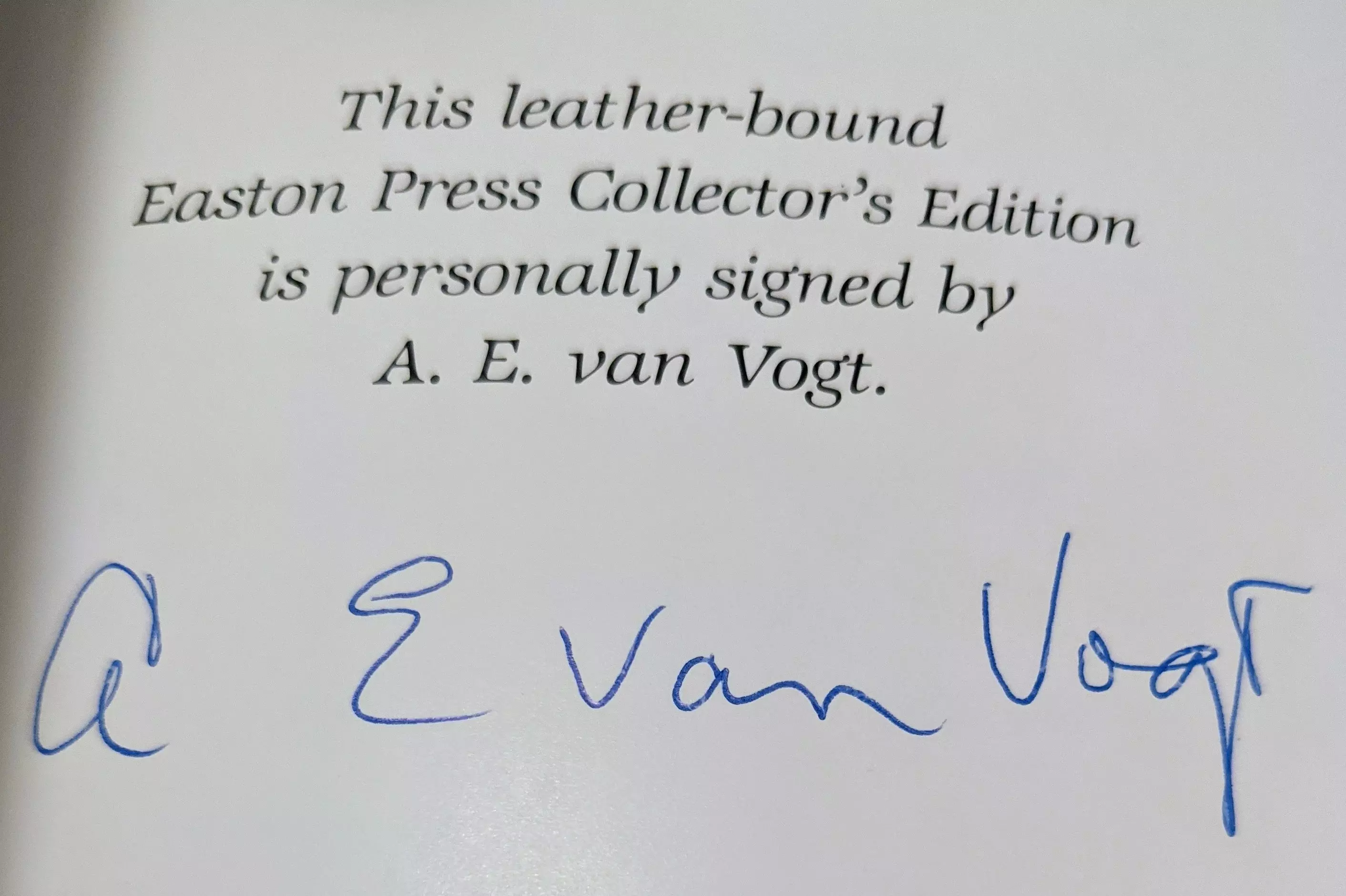Author's Signature Page in front part of book'
