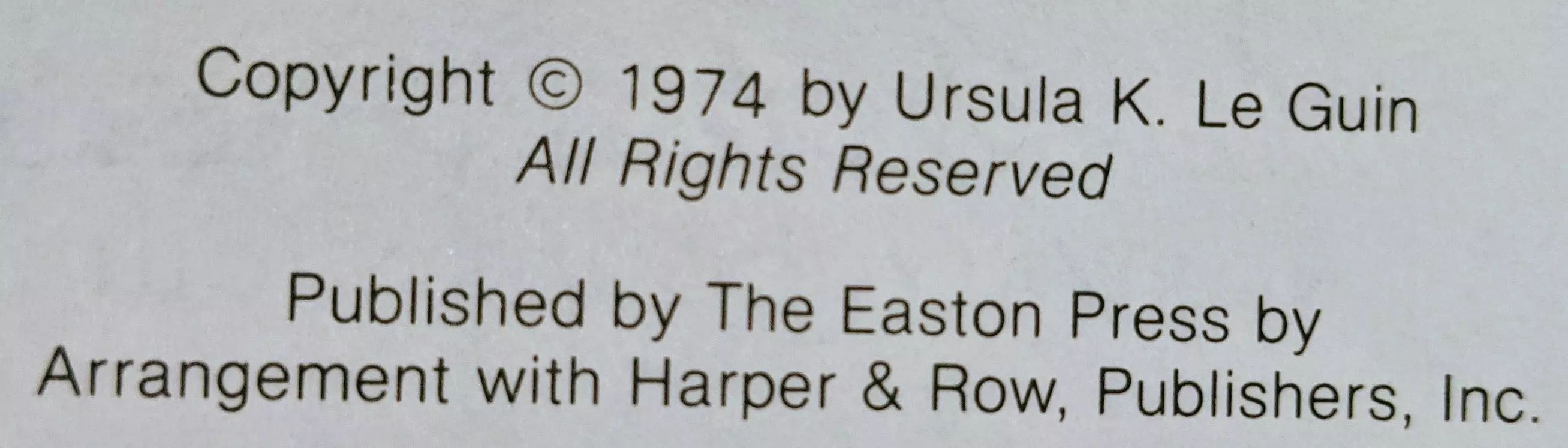 Easton Press Copyright 1974 page