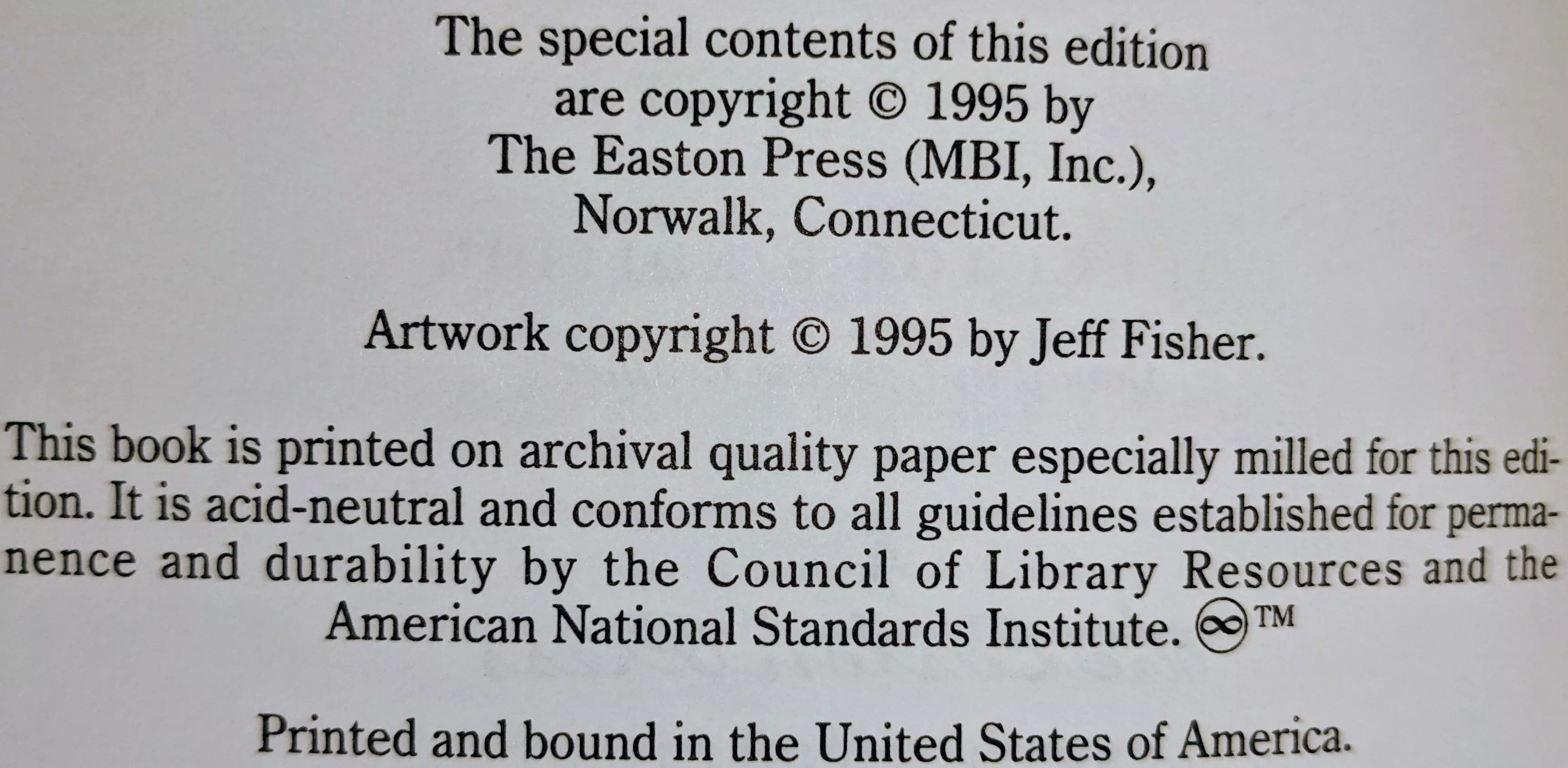 Stunning Red Leather Bound hardback book with hubbed spine, cover artwork in 22kt gold, printed on archival paper with gold gilded edges, smyth sewing & concealed muslin joints
	  - original artwork by Jeff Fisher
