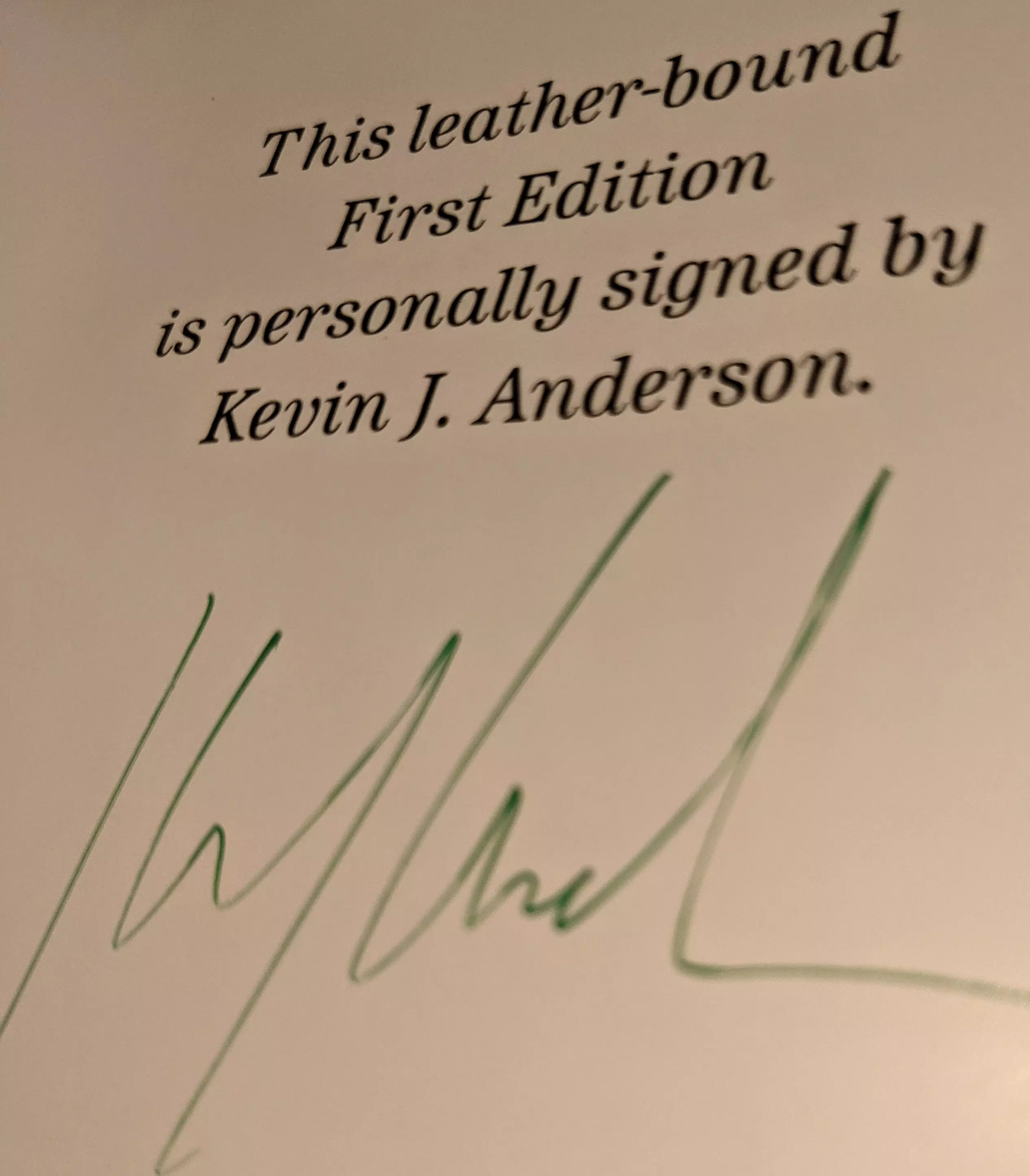 Signature page by Kevin J. Anderson